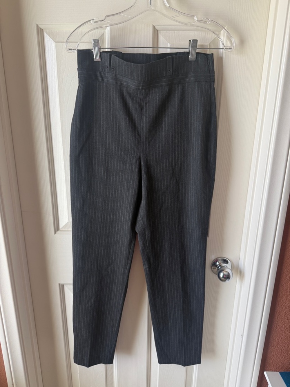 Women's Charcoal Pinstripe Tailored Dress Pants